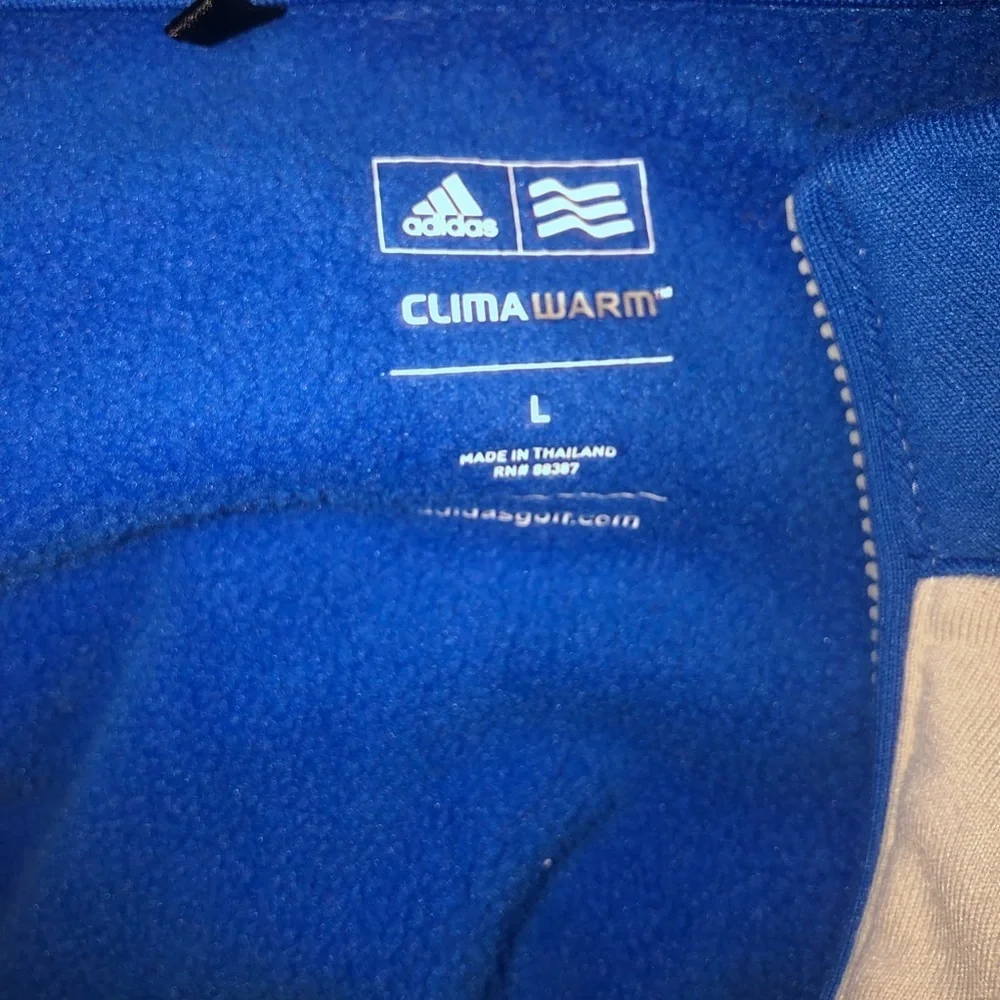 adidas 1/4 zip blue sweatshirt pullover jacket L